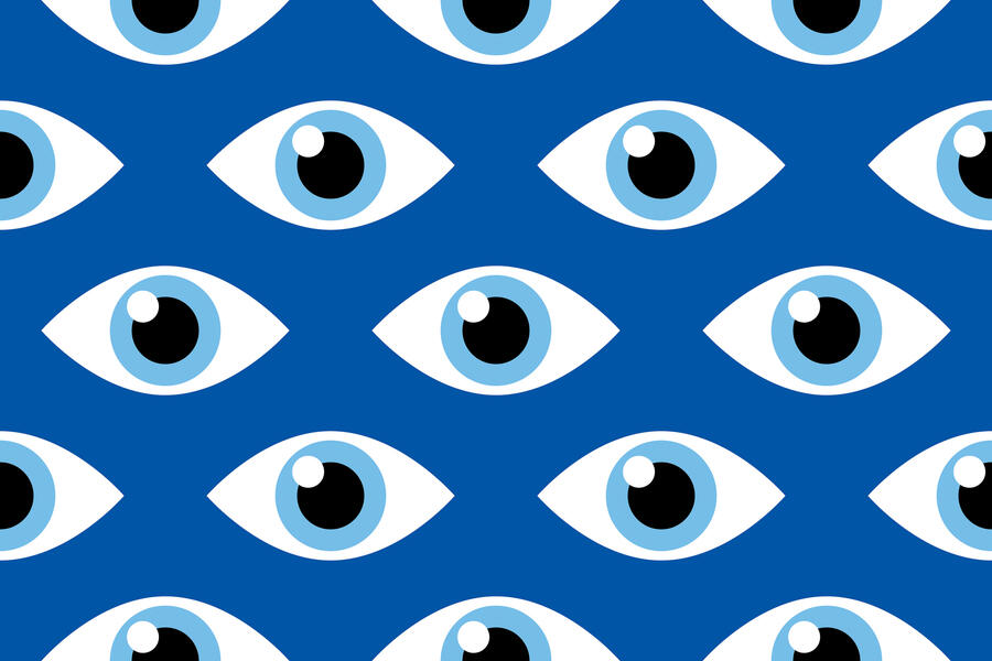 Many eyes on a blue background