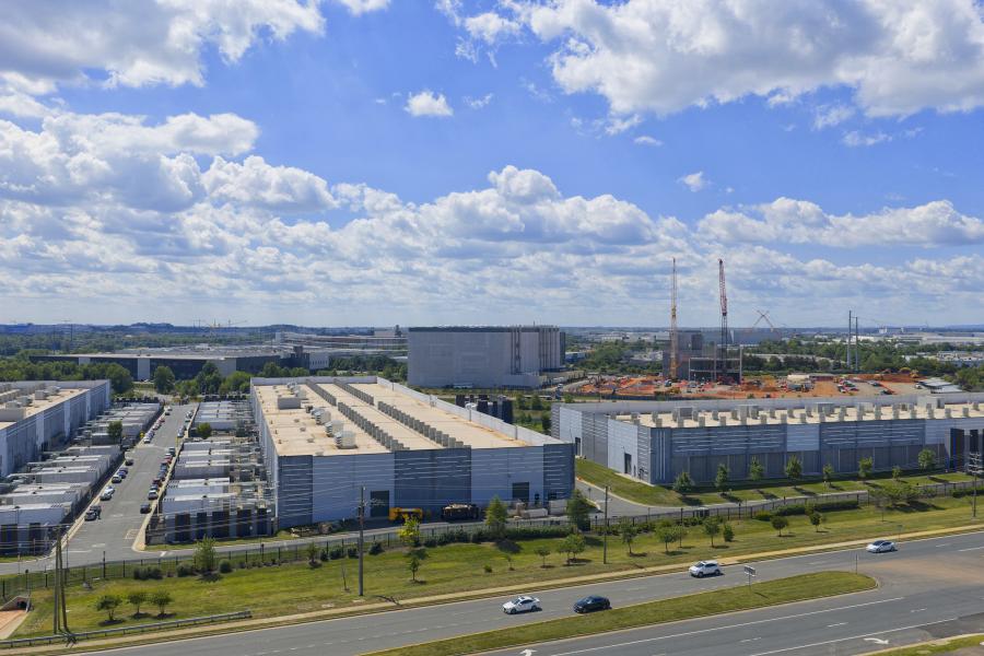 Aerial view of data centers in Ashburn, Virginia.