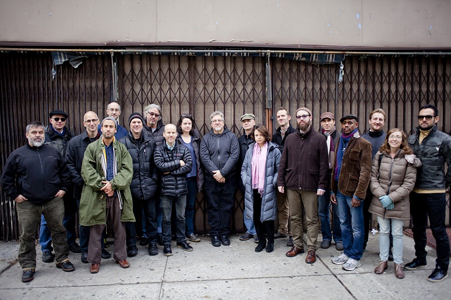 Michael Formanek (center) with Ensemble Kolossus--18 people
