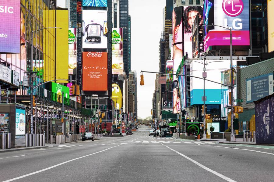 A New York City street is nearly empty