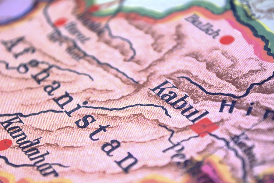 Close-up map of Afghanistan