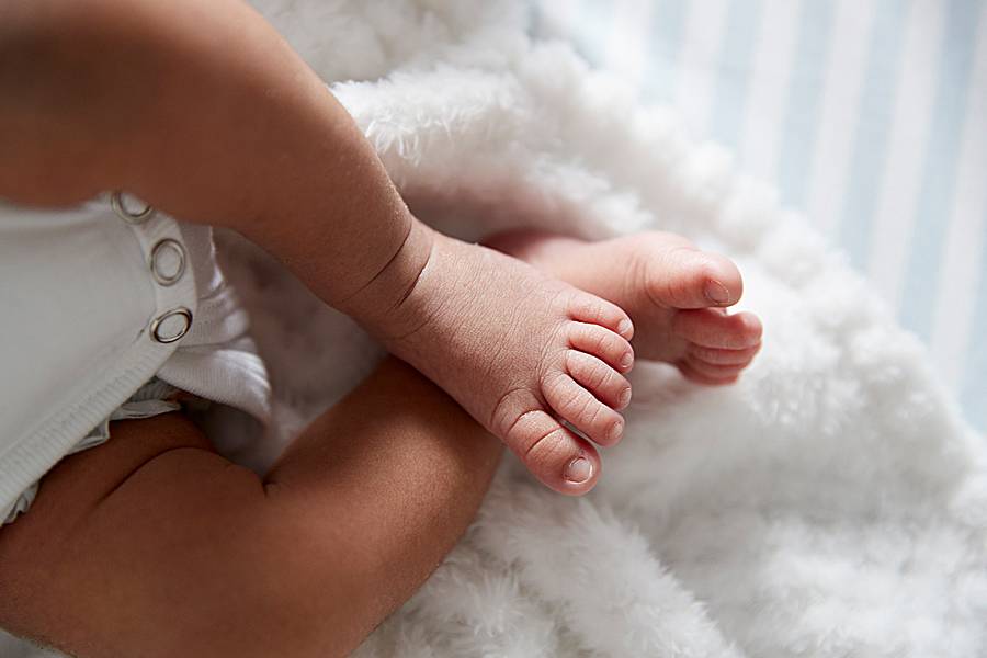 Close-up of feet of a newborn baby
