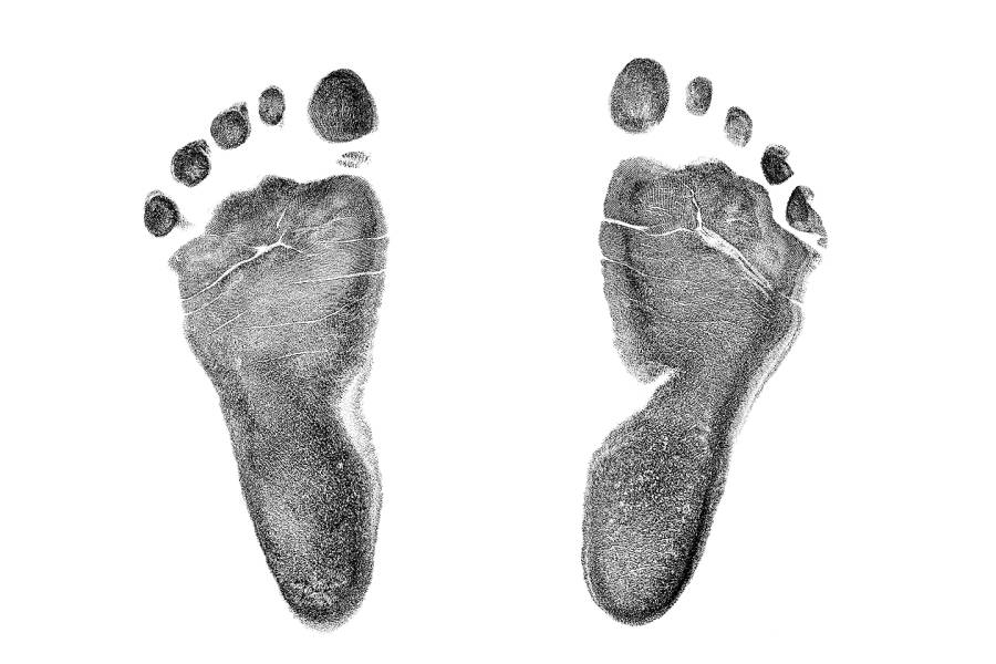 Newborn baby's footprints