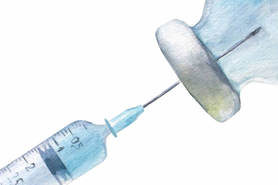 Illustration of vaccine syringe and vial