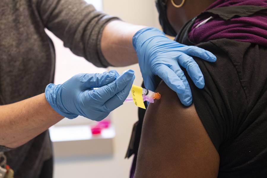 A COVID-19 vaccination at a Johns Hopkins clinic in winter 2021