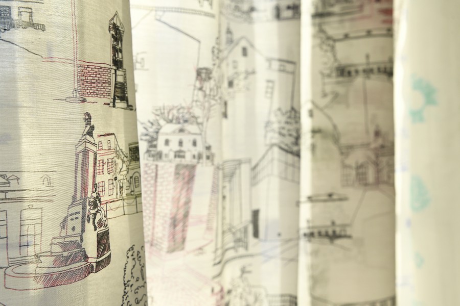 Close-up image of hand-drawn curtains
