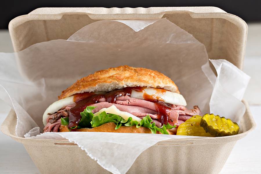 Big sandwich in a to-go container