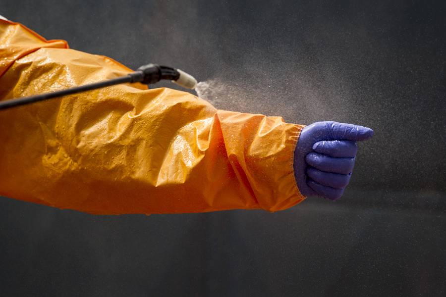 Ebola suit is disinfected