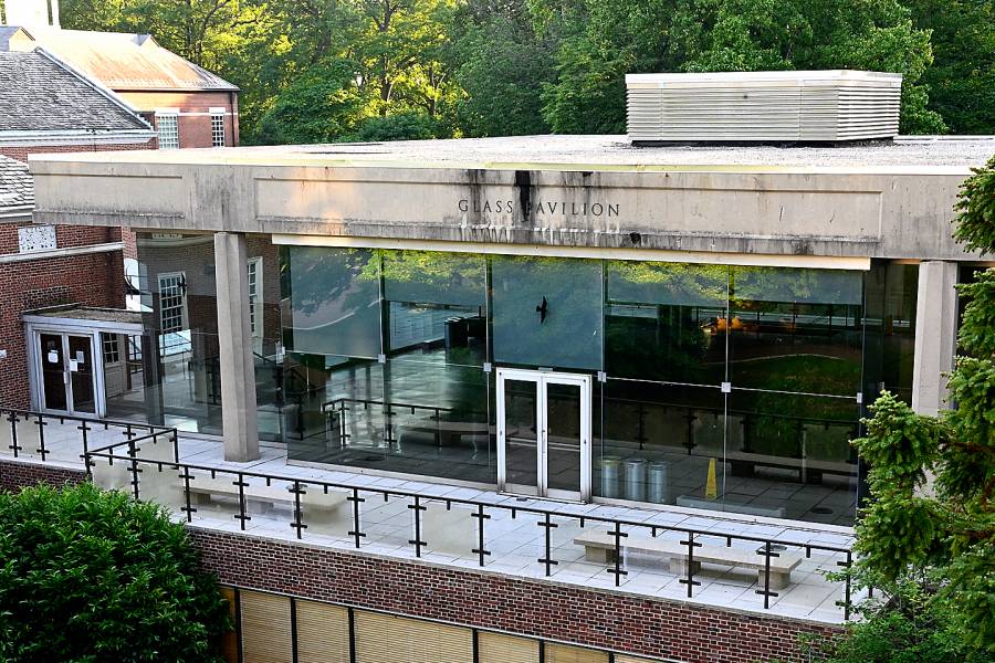 Homewood’s Glass Pavilion is the site of the university’s first COVID-19 vaccine clinic.