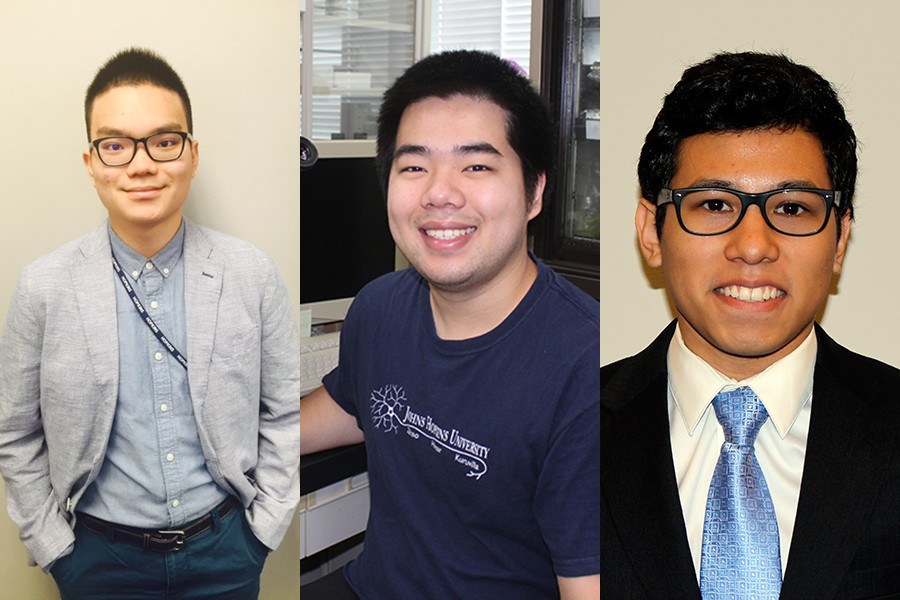 Goldwater Scholarship winners (from left) Alfred Chin, Duy Phan, and Fernando Vicente