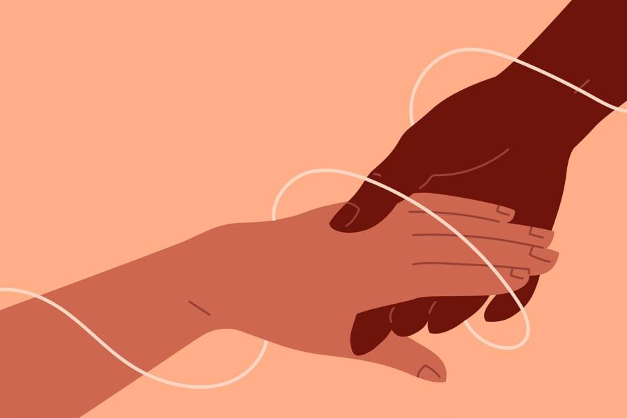 A graphic image of two hands holding each other