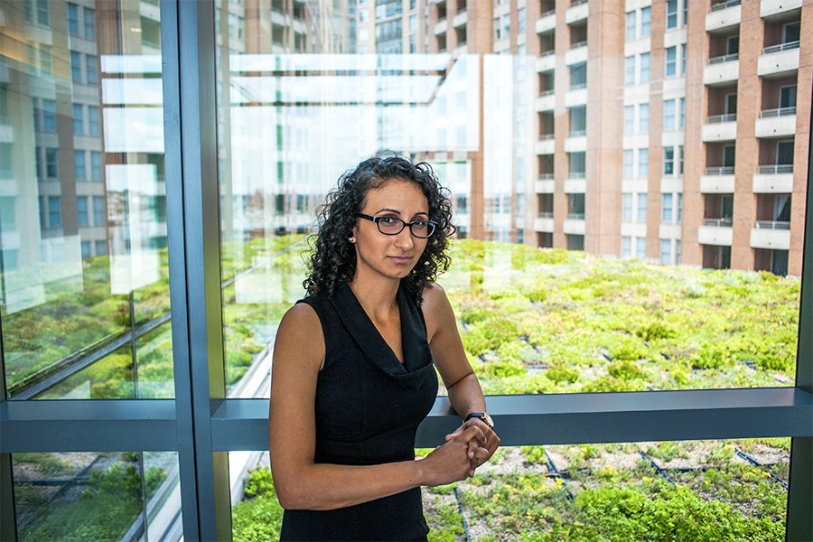 Johns Hopkins MBA student Mehr Pastakia with green roof at Legg Mason Tower