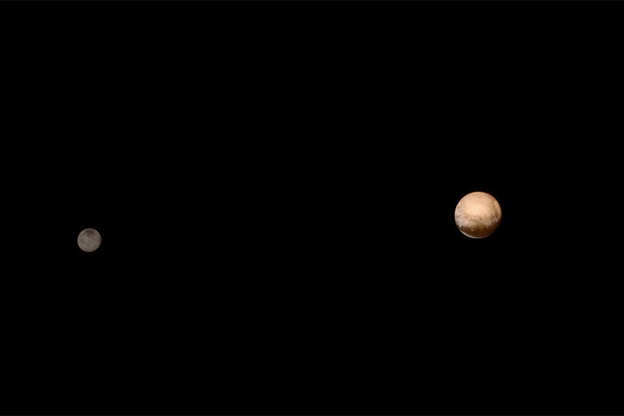 New Horizons image of Pluto and its moon, Charon