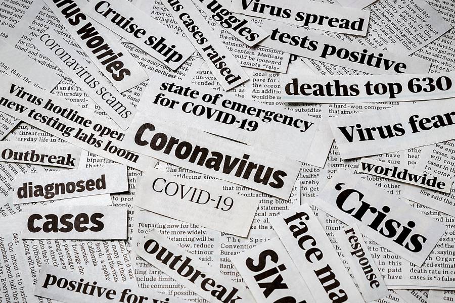 Newspaper headlines about COVID-19