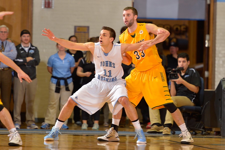 George Bugarinovic posts up against Skidmore in NCAA tournament game