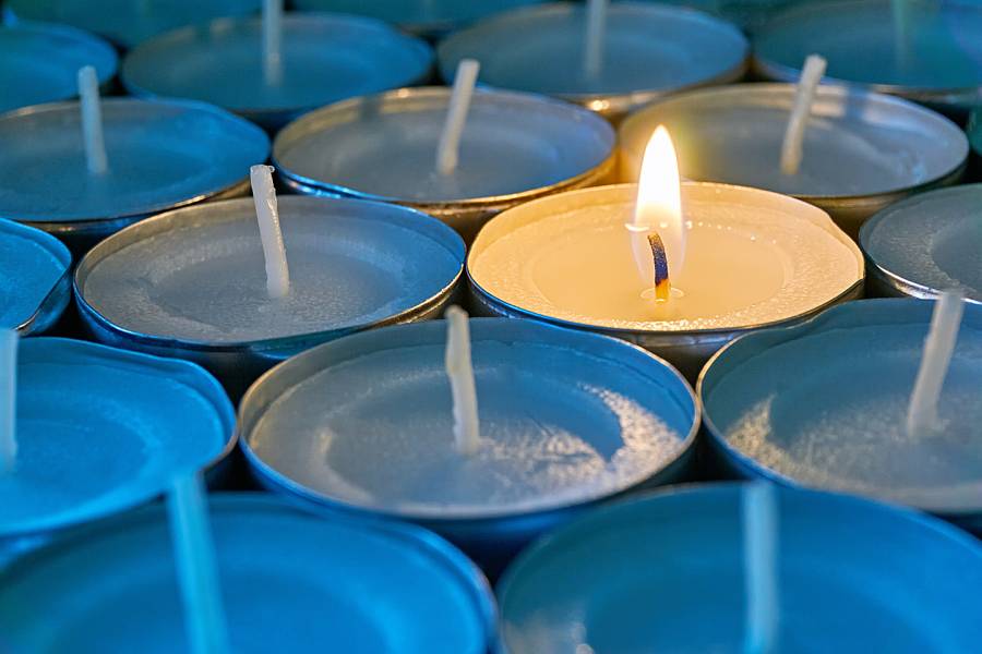 Memorial candle burning