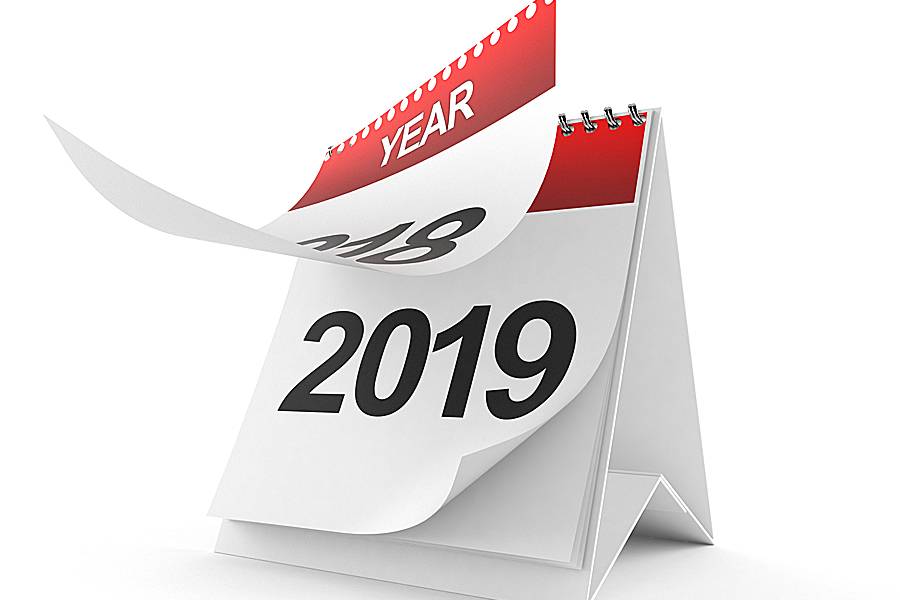 Calendar turning to 2019