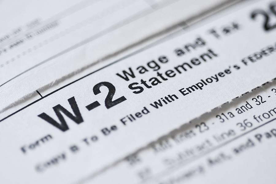 Partial view of a W-2 form