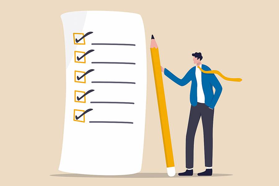 Illustration of a man with a checklist