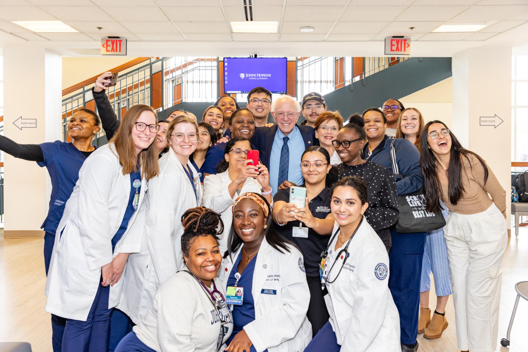 Sen. Bernie Sanders visits Johns Hopkins University School of Nursing