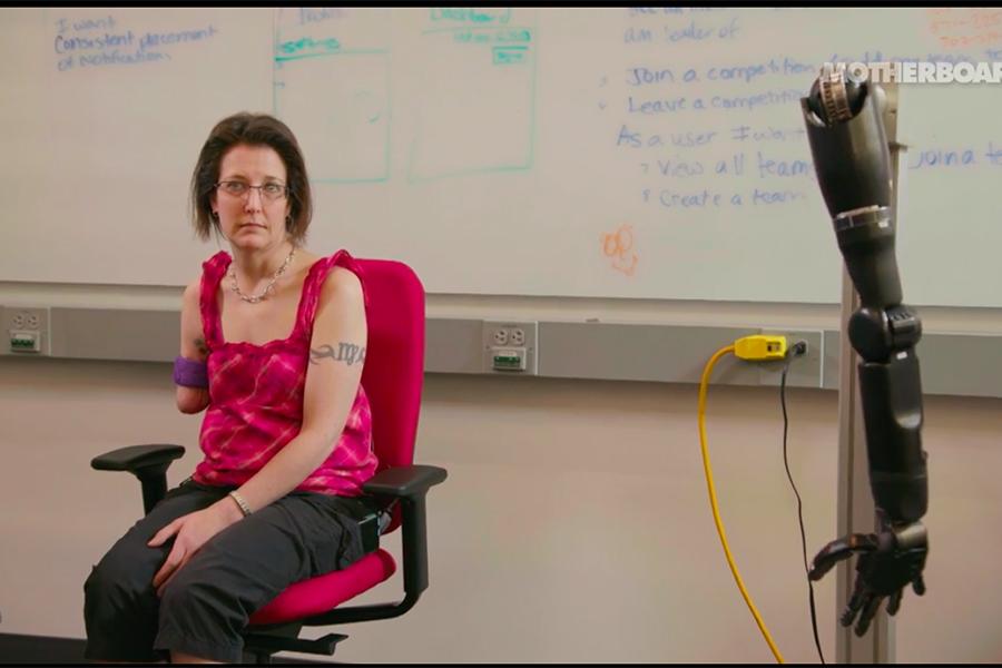 Thought-controlled prosthetic arm can also send sensory signals to