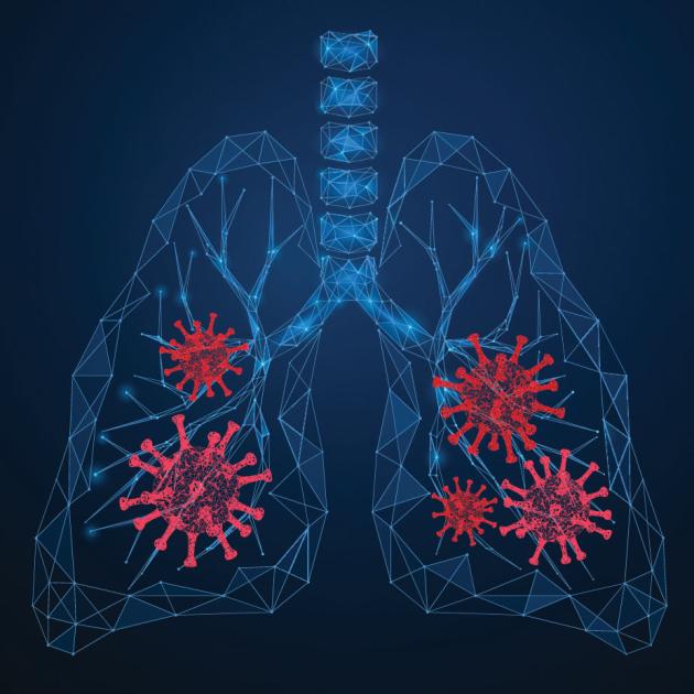 Illustration of human lungs affected by coronavirus
