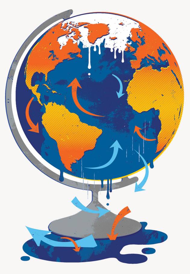 image of a globe with arrows depicting the movement of ocean currents