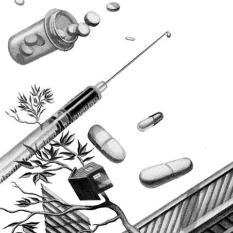 syringes and pills